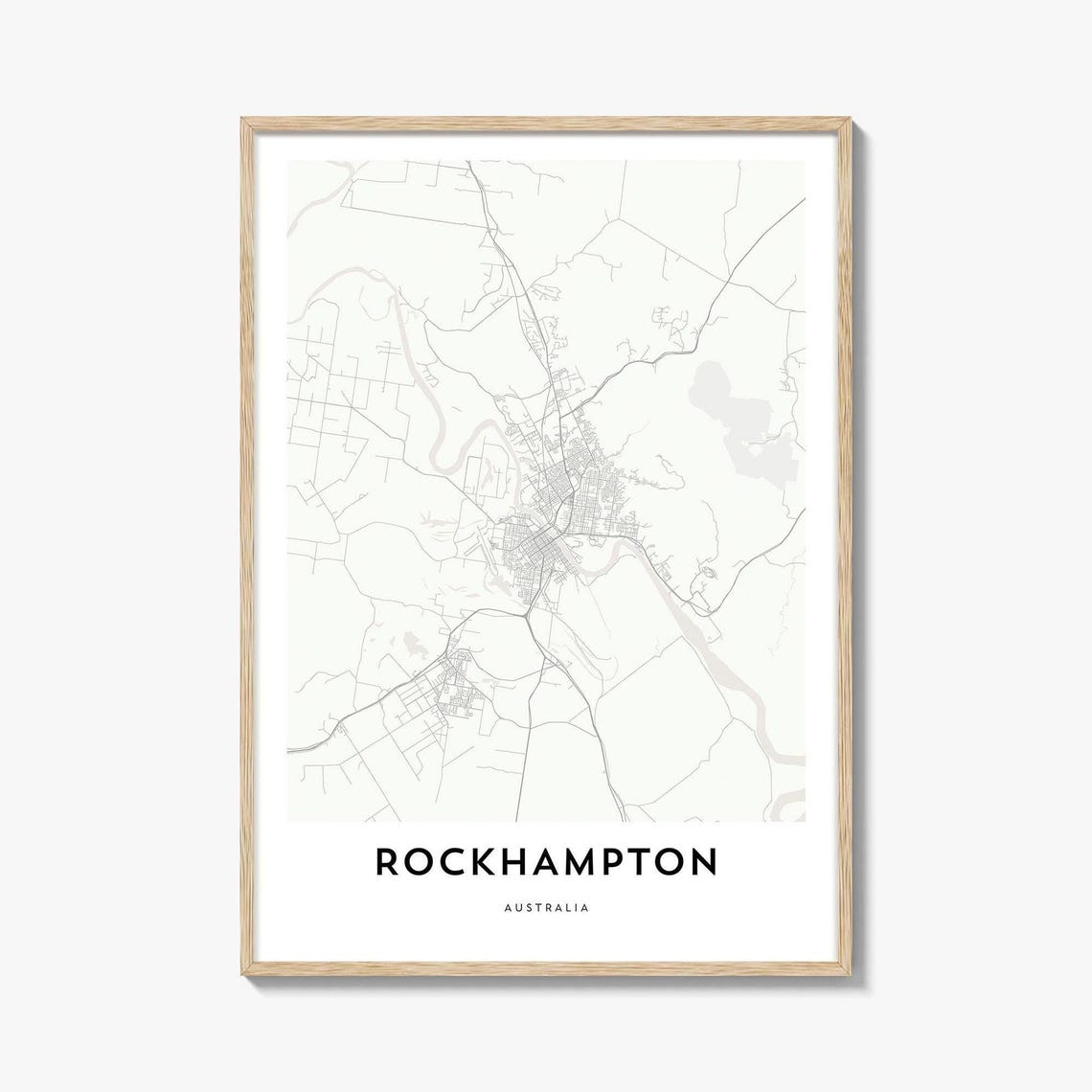 Rockhampton Australia Fitzroy River Minimalist City Map Poster