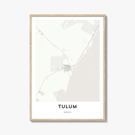 Tulum Mexico Minimalist Cream Coastal City Map Poster for Home Decor