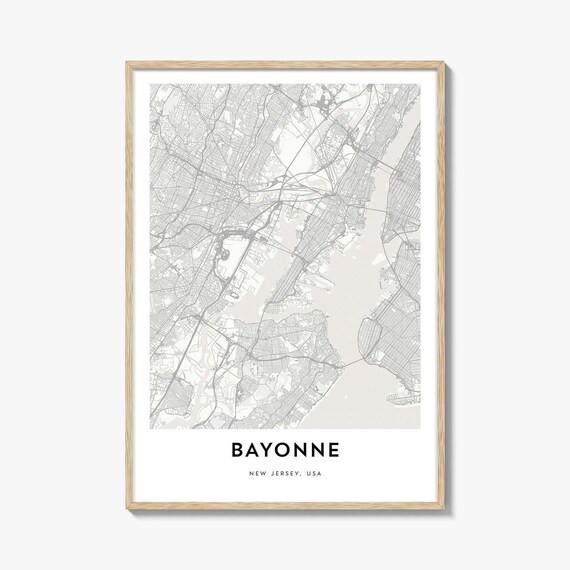 Bayonne New Jersey USA Minimalist City Map Line Art Cartography Poster
