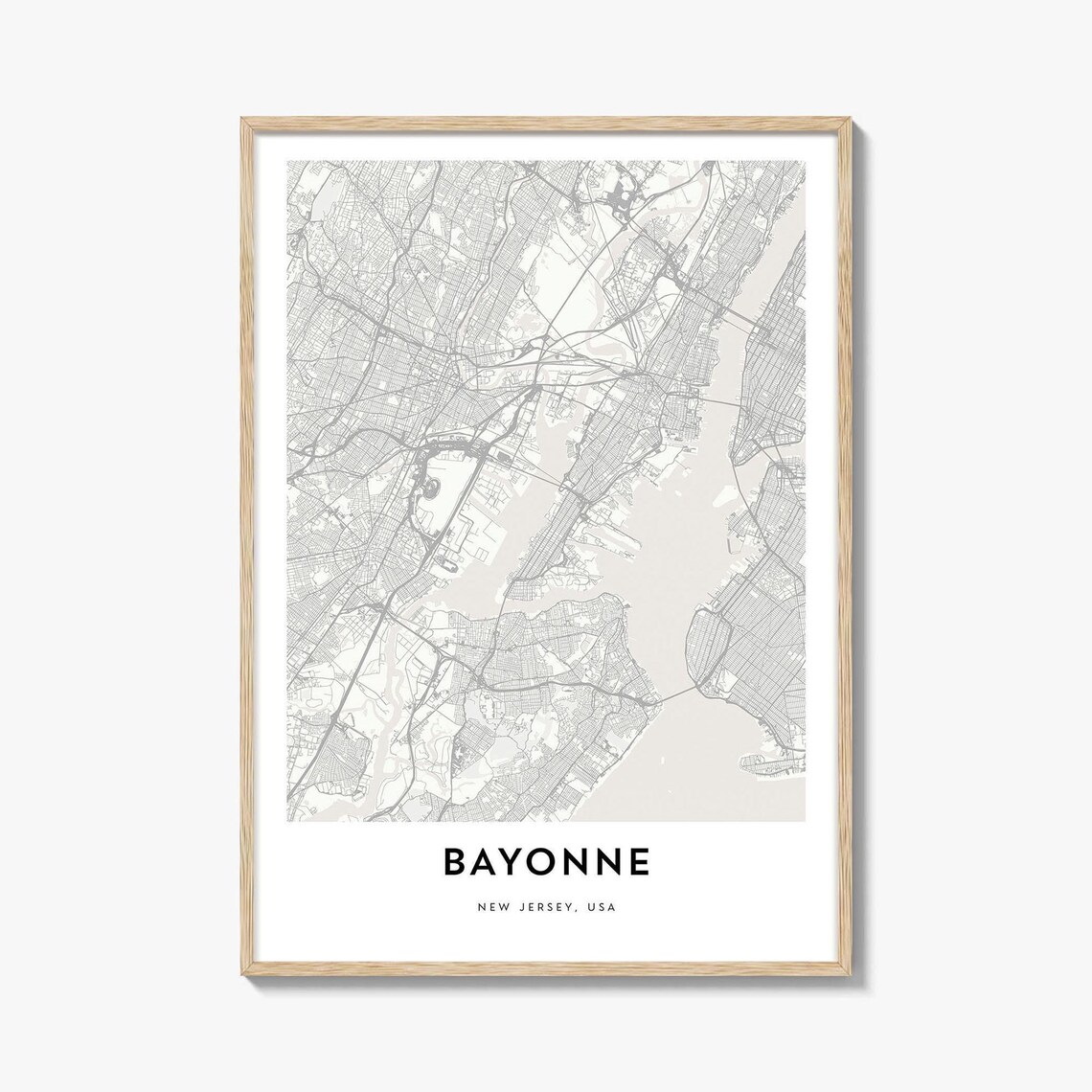 Bayonne New Jersey USA Minimalist City Map Line Art Cartography Poster