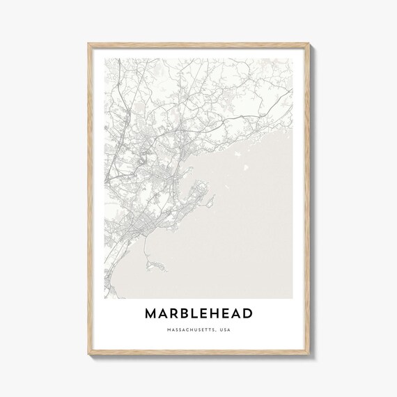Marblehead Massachusetts City Map Poster Minimalist Street Plan Decor