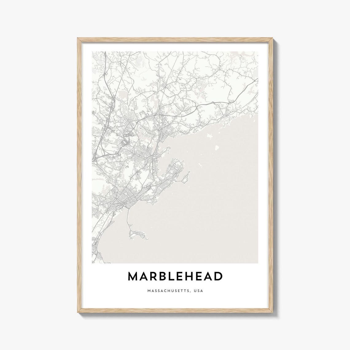 Marblehead Massachusetts City Map Poster Minimalist Street Plan Decor