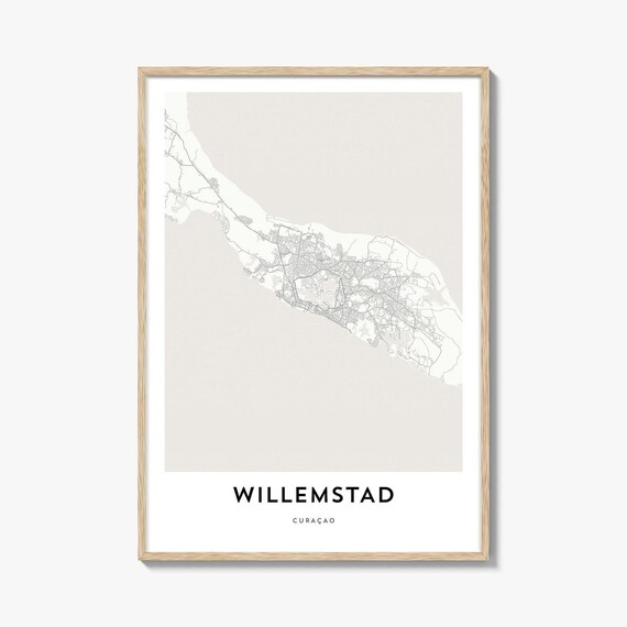 Willemstad Curacao Minimalist Island Coastline Map Art Poster