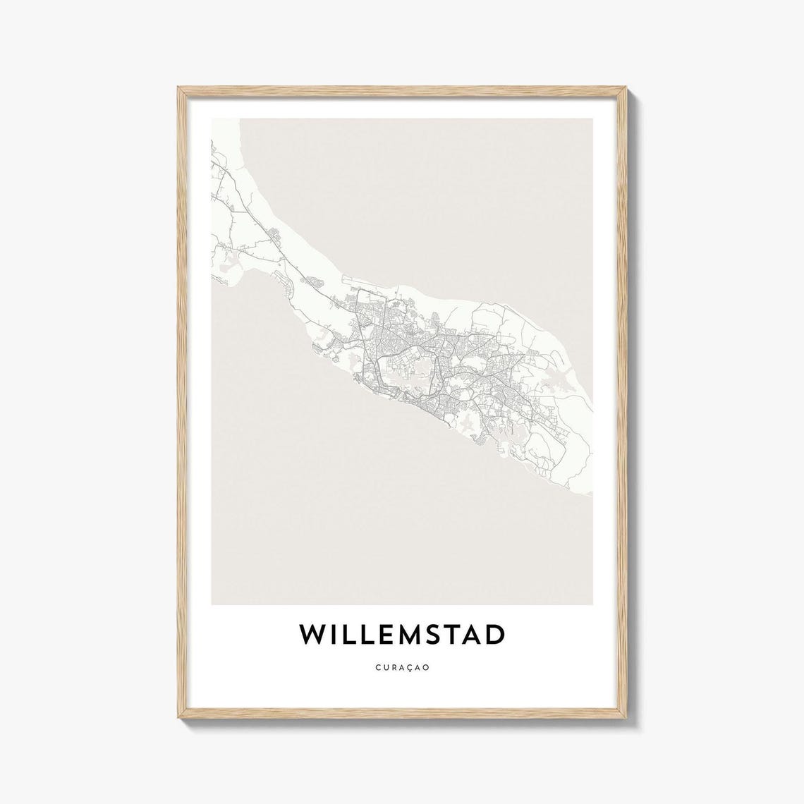 Willemstad Curacao Minimalist Island Coastline Map Art Poster