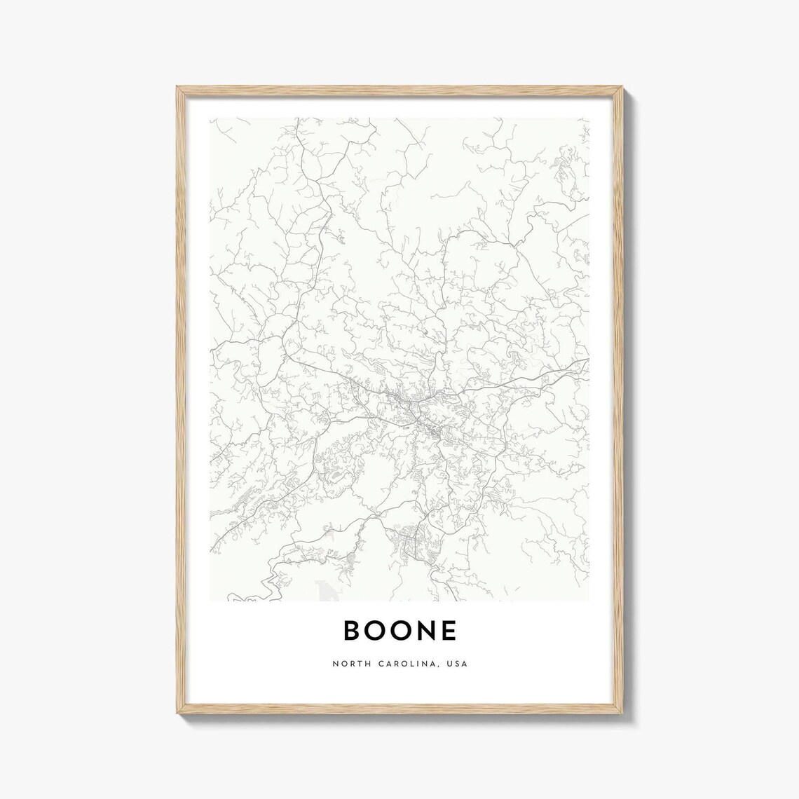 Boone North Carolina Minimalist City Street Map Line Art Poster