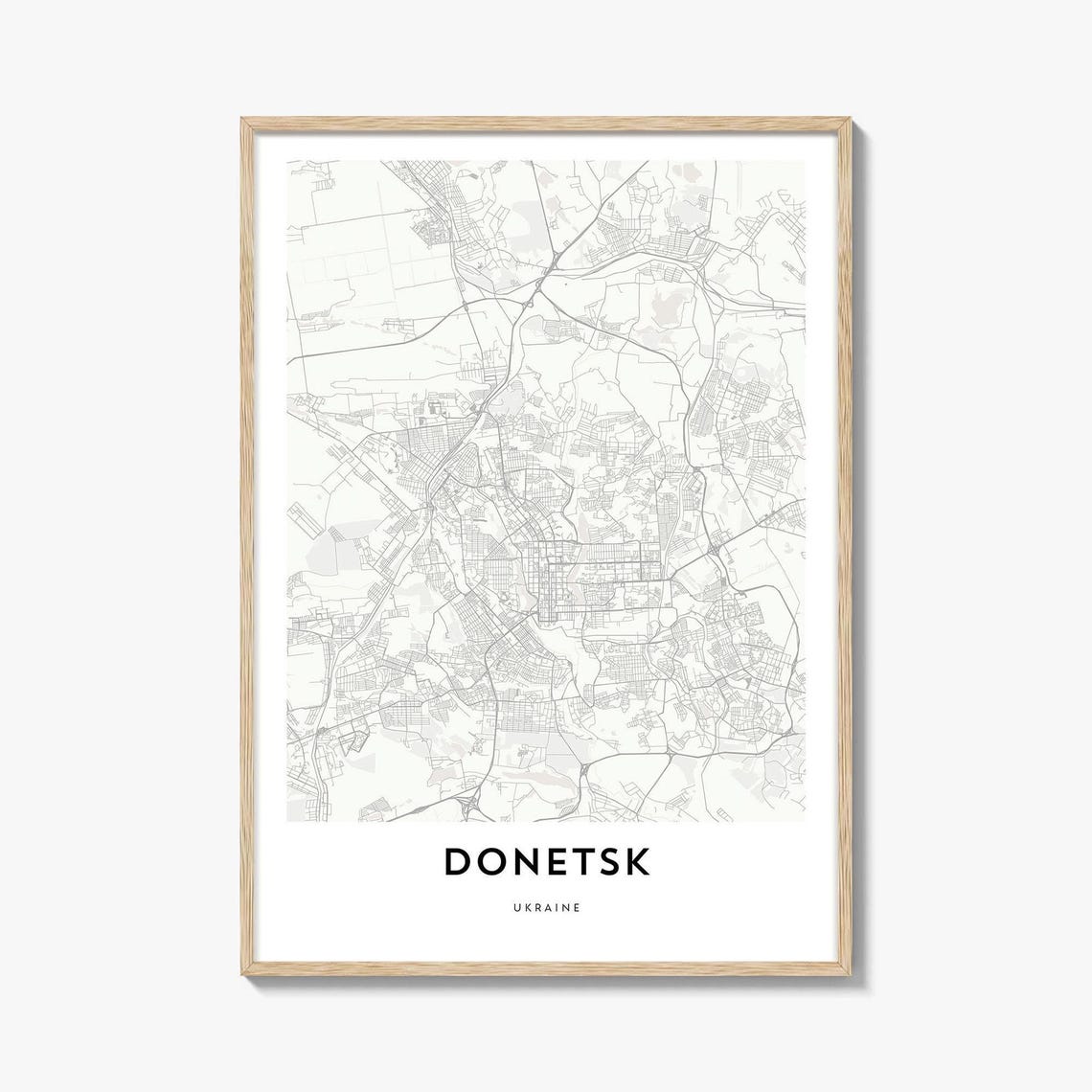 Donetsk Ukraine Minimalist City Street Map Line Art Poster Decor