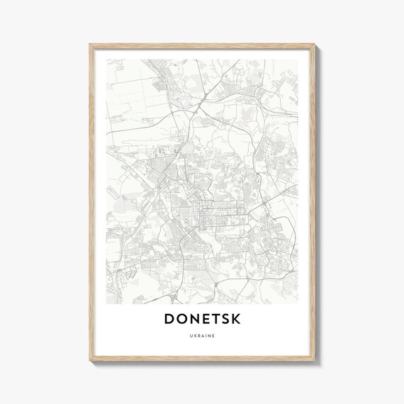Donetsk Ukraine Minimalist City Street Map Line Art Poster Decor