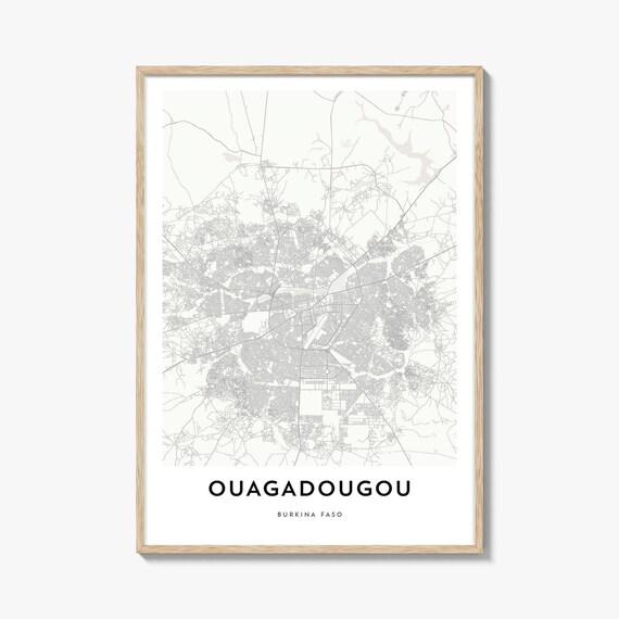 Ouagadougou Burkina Faso Minimalist Gray City Street Map Art Poster