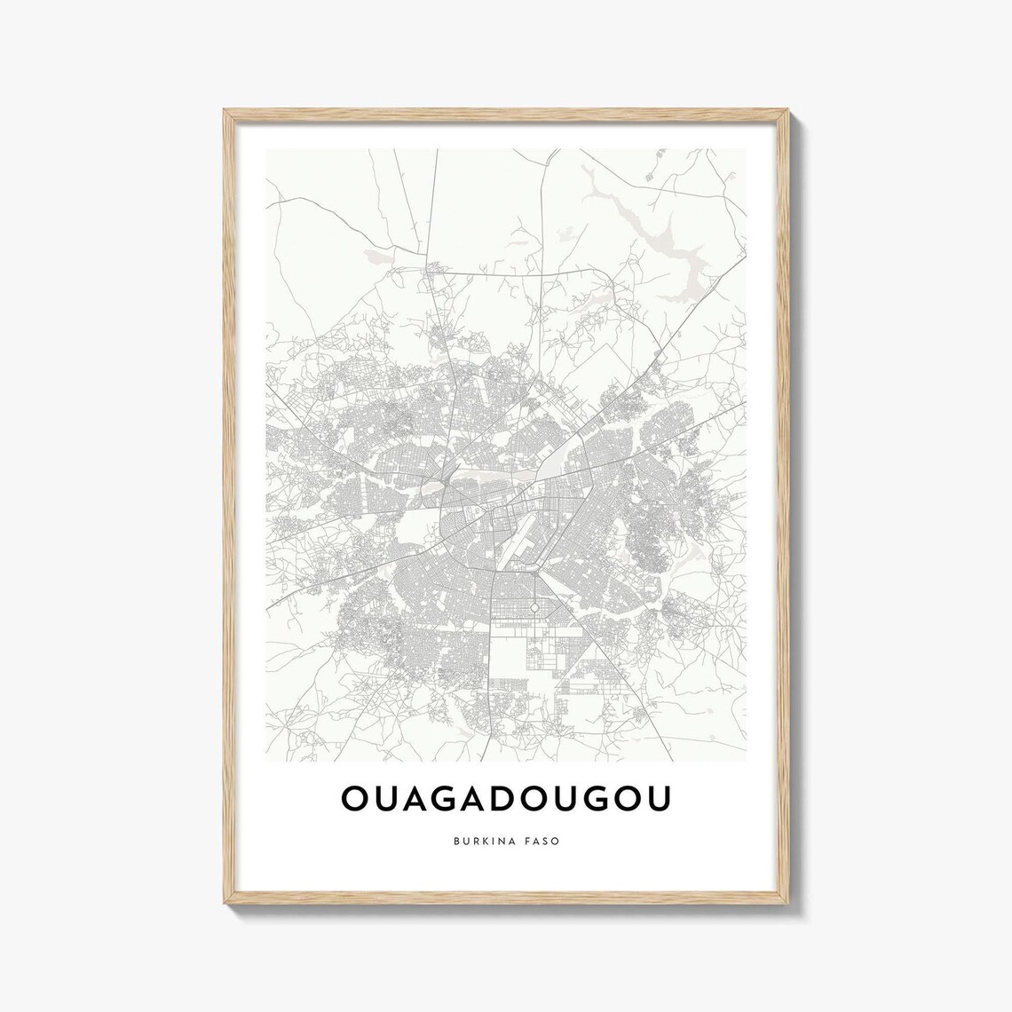 Ouagadougou Burkina Faso Minimalist Gray City Street Map Art Poster
