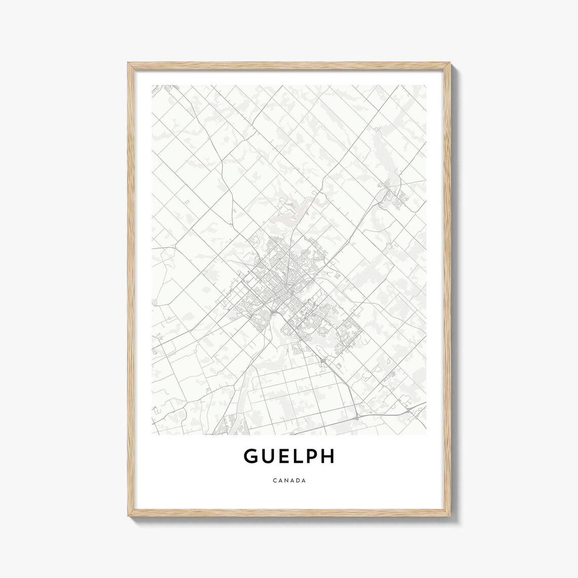 Guelph Canada Minimalist Street Map City Line Art Wall Poster Decor