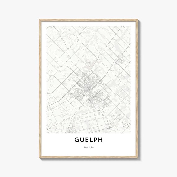 Guelph Canada Minimalist Street Map City Line Art Wall Poster Decor