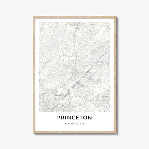 Map Of Princeton Print Gift Poster City Artwork For Home Office New Jersey