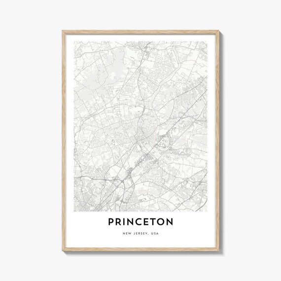 Princeton New Jersey Monochrome Street Map Minimalist City Poster