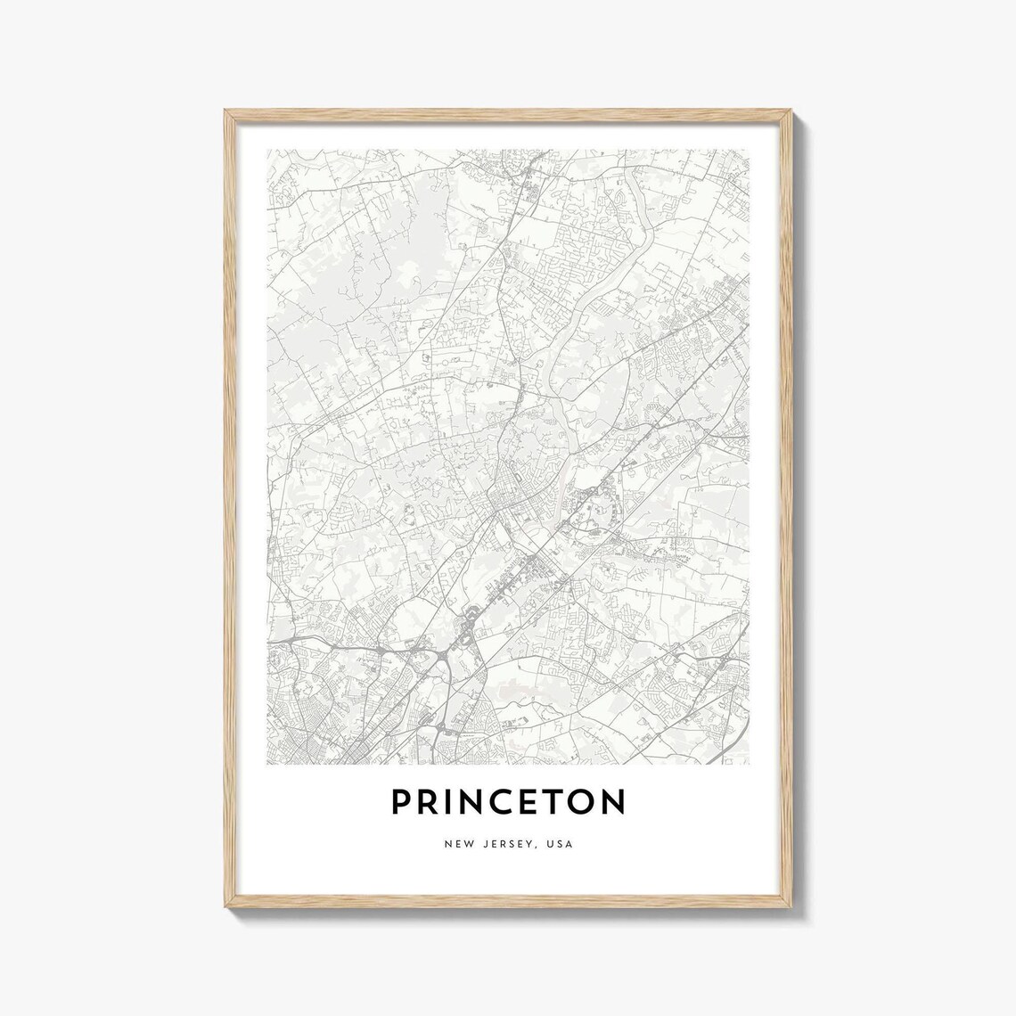 Princeton New Jersey Monochrome Street Map Minimalist City Poster