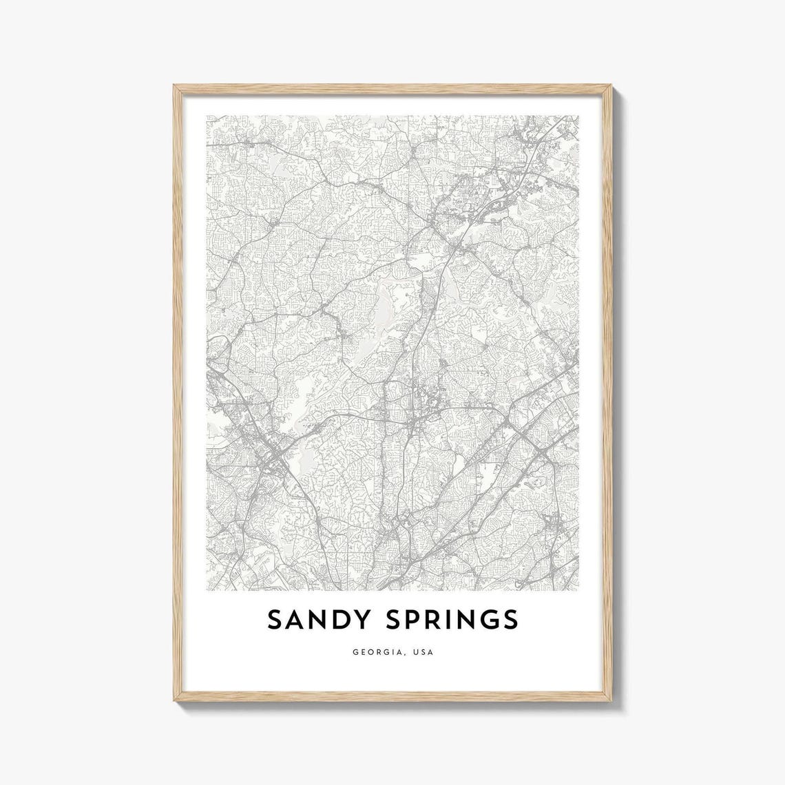 Sandy Springs Georgia Soft Minimalist City Street Map Art Poster