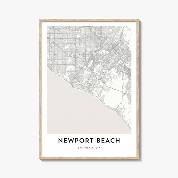 Newport Beach Minimalist Street Map California Coastal Line Art Poster