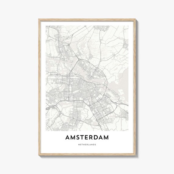 Amsterdam Netherlands Minimalist Old City Canal Street Map Art Poster