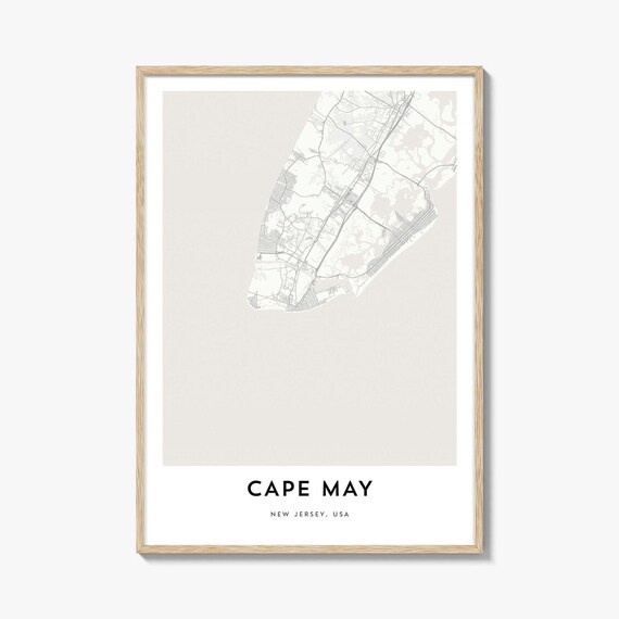 Cape May New Jersey Minimalist Peninsula Map Line Art Poster