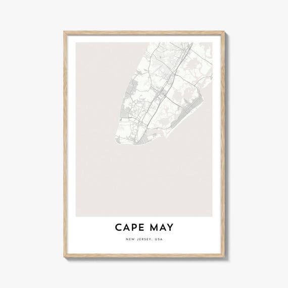 Map Of Cape May Print Gift Poster City Artwork For Home Office New Jersey