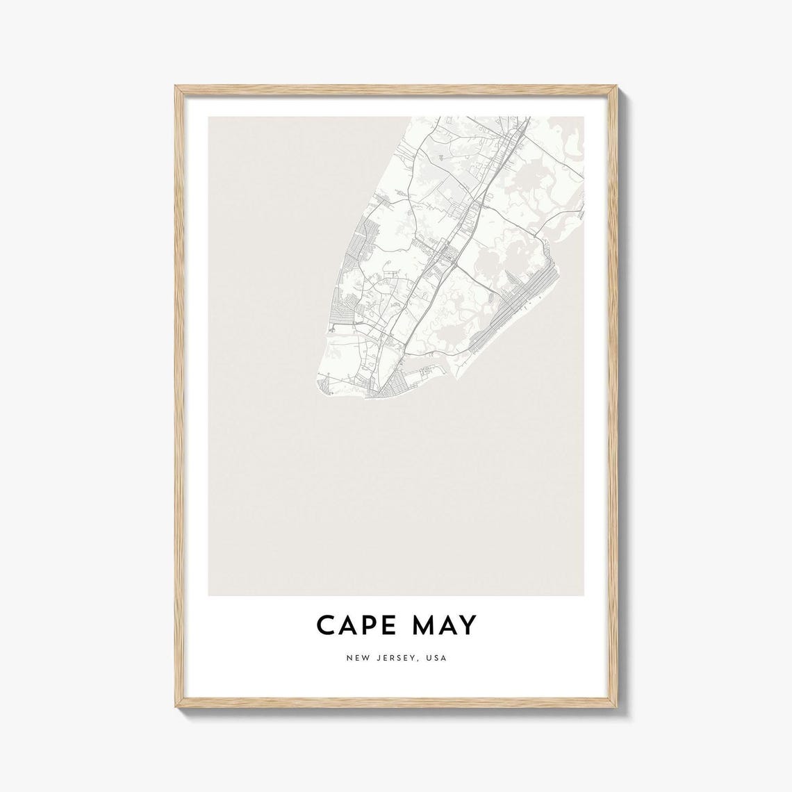 Cape May New Jersey Minimalist Peninsula Map Line Art Poster