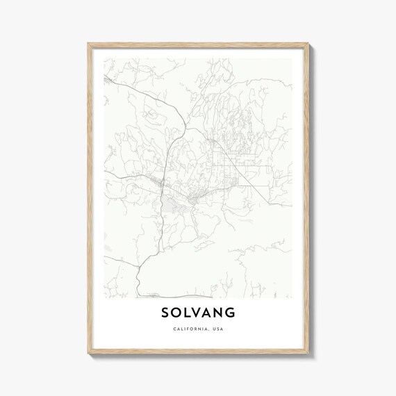 Minimalist Solvang California City Street Map Gift Poster Art