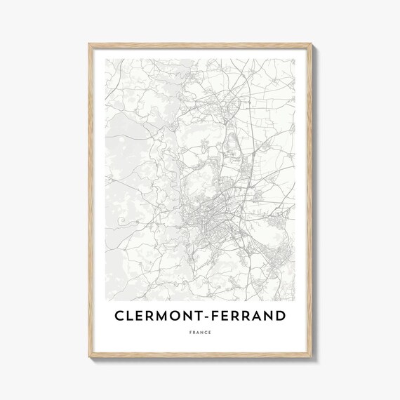 Clermont-Ferrand France Black and White Minimalist City Map Poster