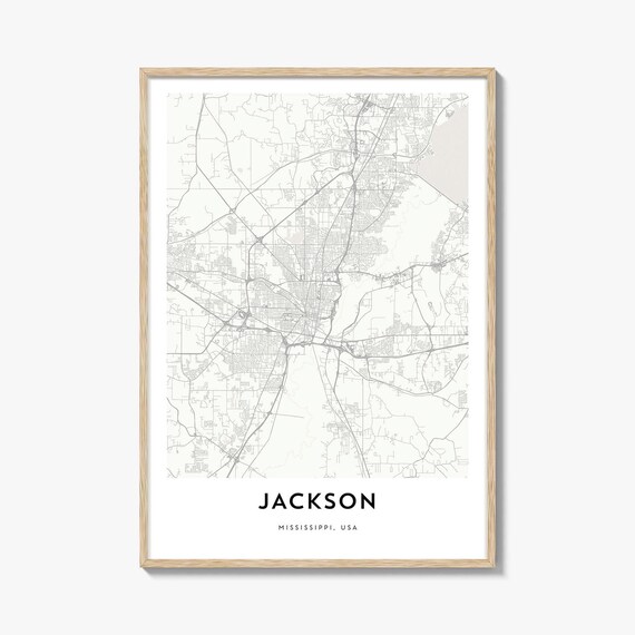 Jackson Mississippi Minimalist City Map Print USA Capital Town Wall Decor