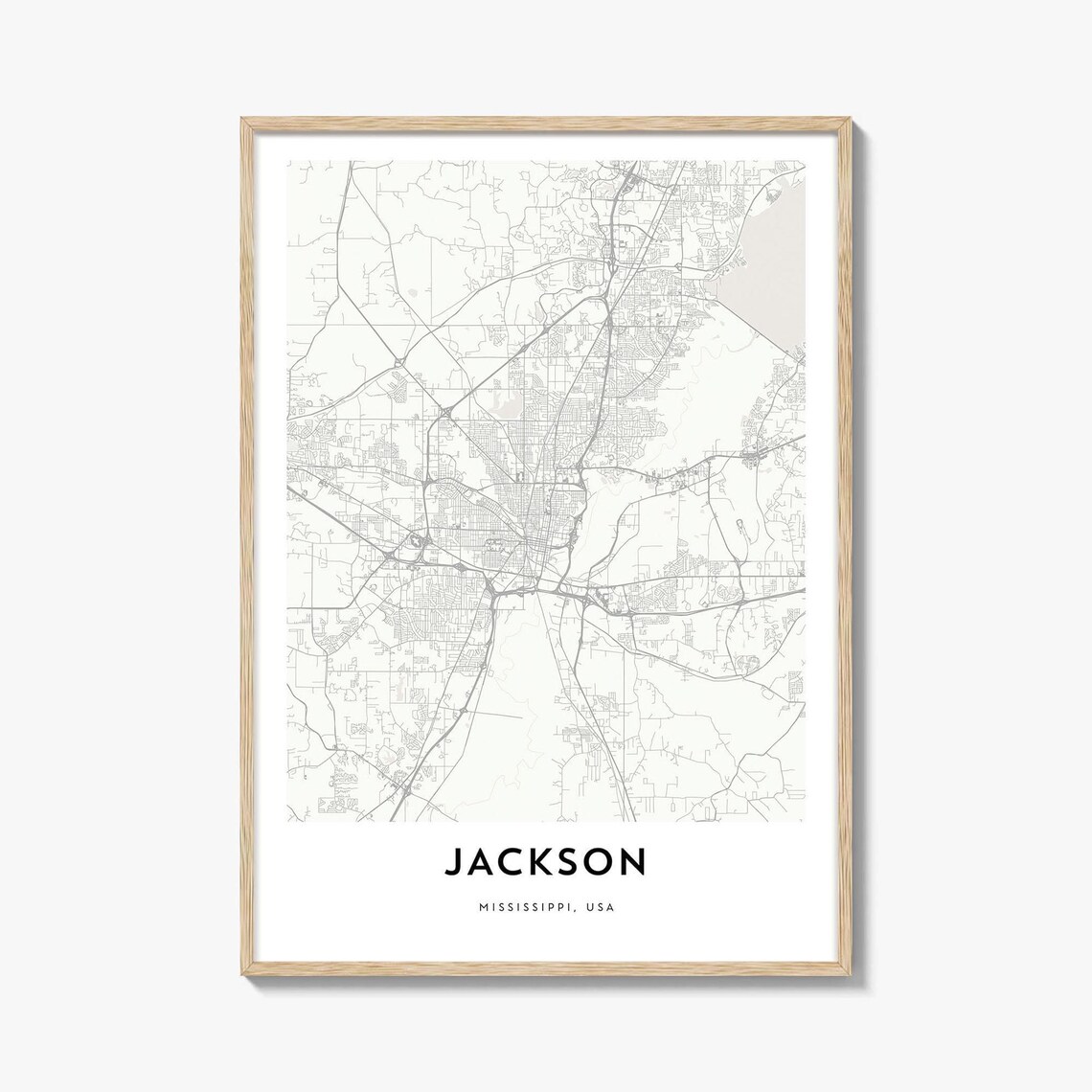 Jackson Mississippi Minimalist City Map Print USA Capital Town Wall Decor
