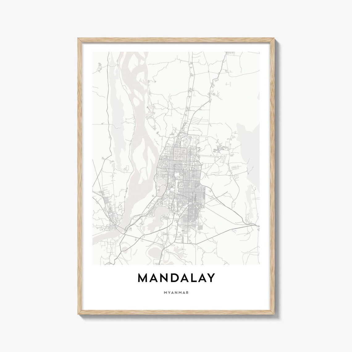 Elegant Minimalist Mandalay Myanmar City Street Map Art Poster