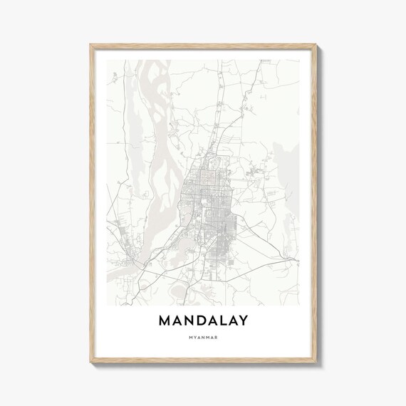 Elegant Minimalist Mandalay Myanmar City Street Map Art Poster