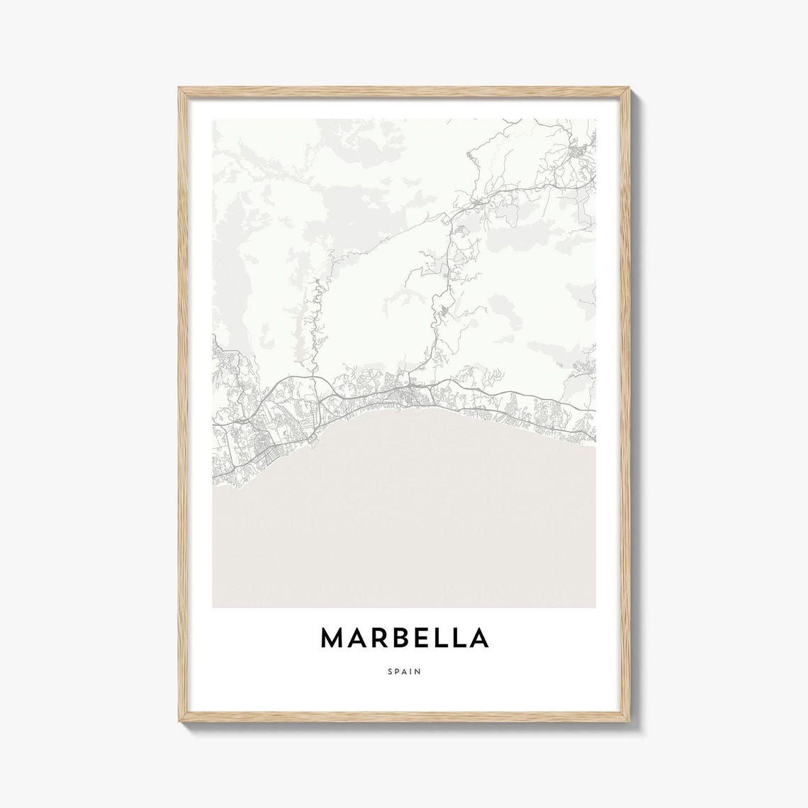 Marbella Spain Minimalist Street Map City Artwork Gift Poster
