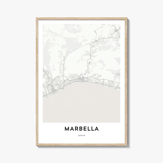 Marbella Spain Minimalist Street Map City Artwork Gift Poster