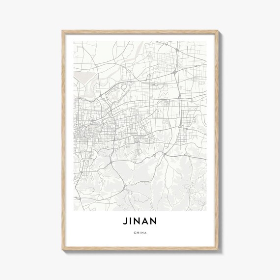 Jinan China Minimalist Line Street Map City Travel Art Poster