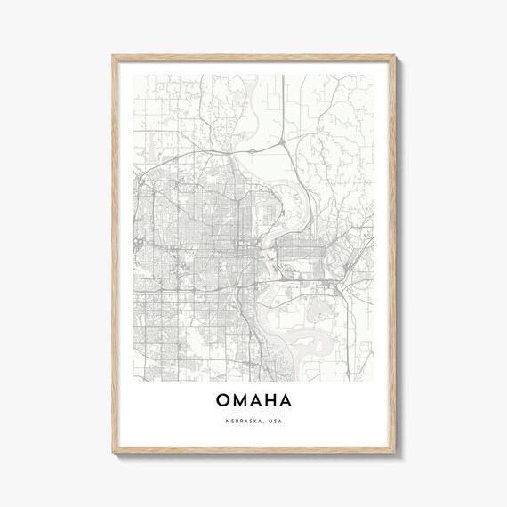 Omaha Nebraska Minimalist Black White City Street Map Art Print