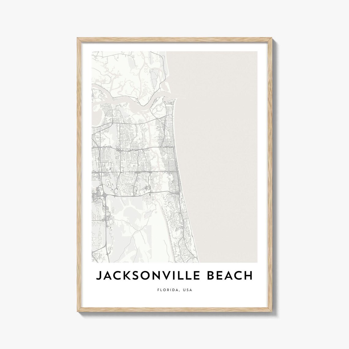 Jacksonville Beach Florida Minimalist Coastal City Map Poster