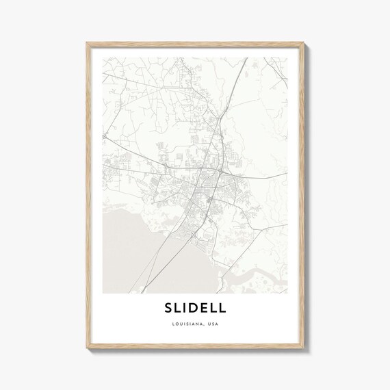 Slidell Louisiana Minimalist City Map Neutral Monochrome Print