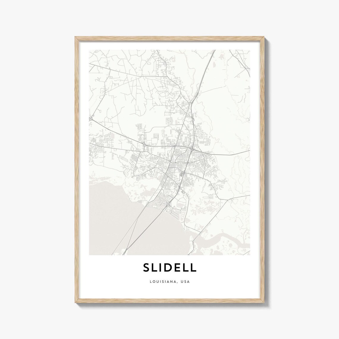 Slidell Louisiana Minimalist City Map Neutral Monochrome Print
