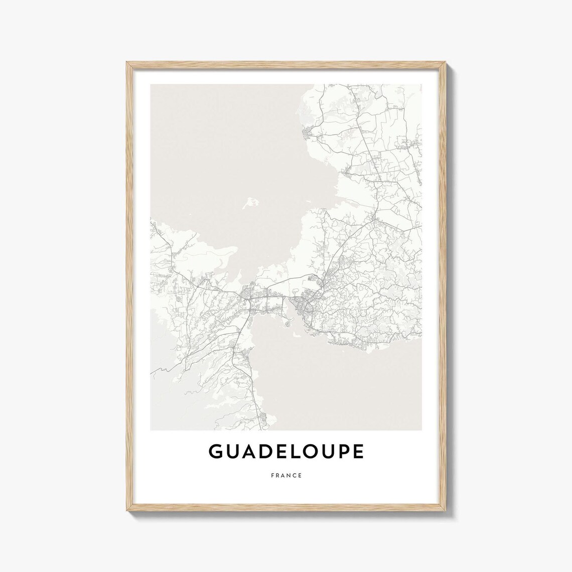 Guadeloupe France Beige Minimalist Island Map Line Art Poster