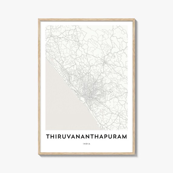 Thiruvananthapuram India Minimalist Cream City Map Wall Poster