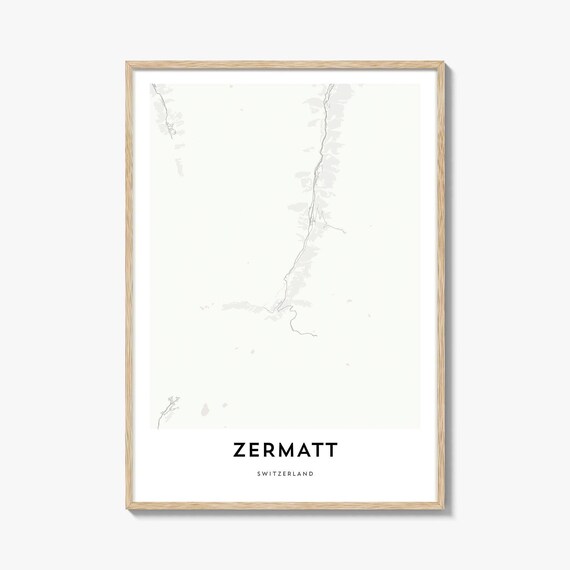 Zermatt Switzerland Watercolor City Map Gift Travel Wall Decor Poster