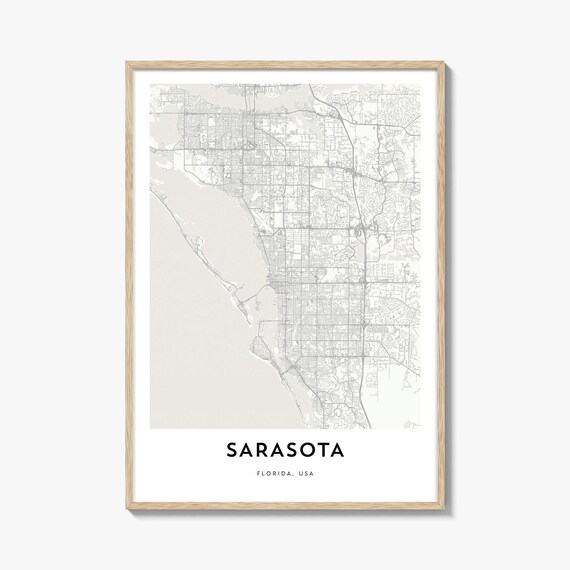 Sarasota Florida USA Minimalist City Map Line Art Travel Poster