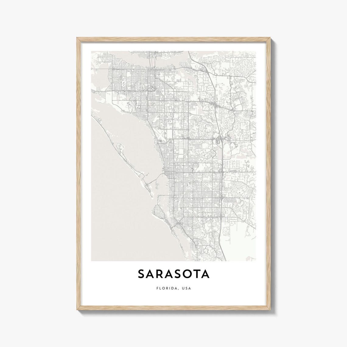 Sarasota Florida USA Minimalist City Map Line Art Travel Poster