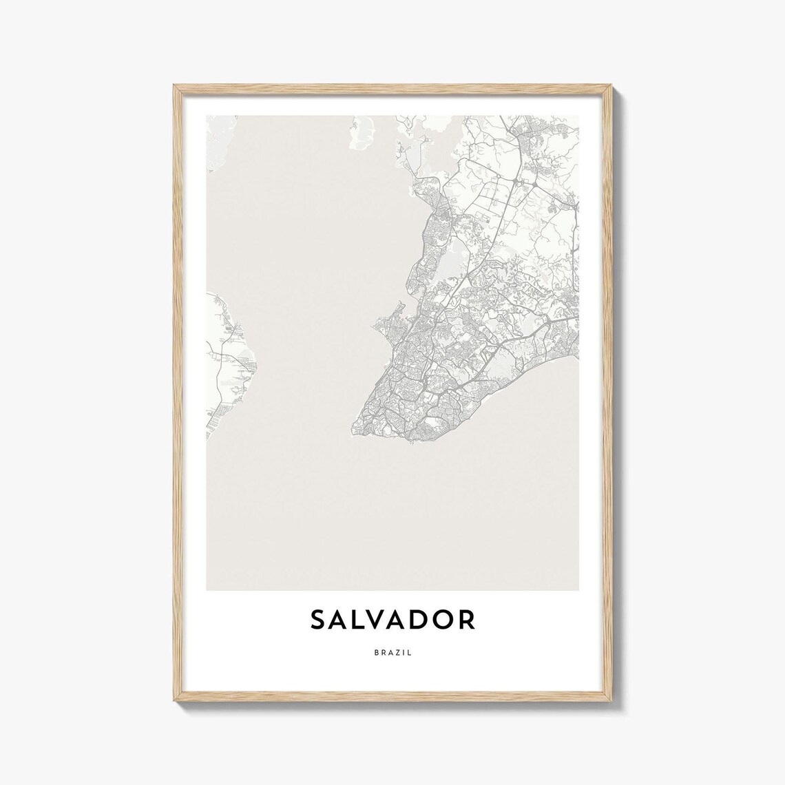 Salvador Brazil Minimalist City Map Coastal Line Art Travel Poster