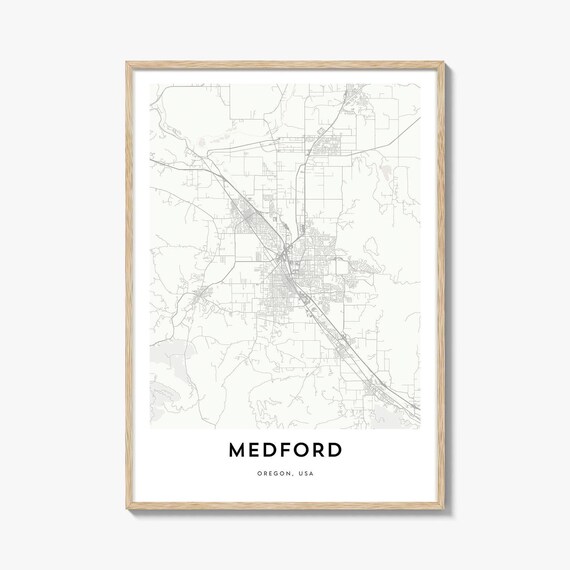 Medford Oregon Minimalist Street Map City Artwork Decor Poster