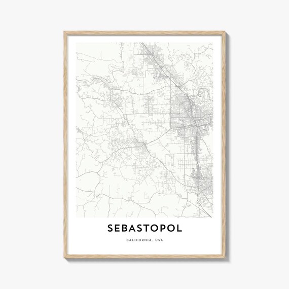 Sebastopol California Minimalist City Street Map Travel Wall Art