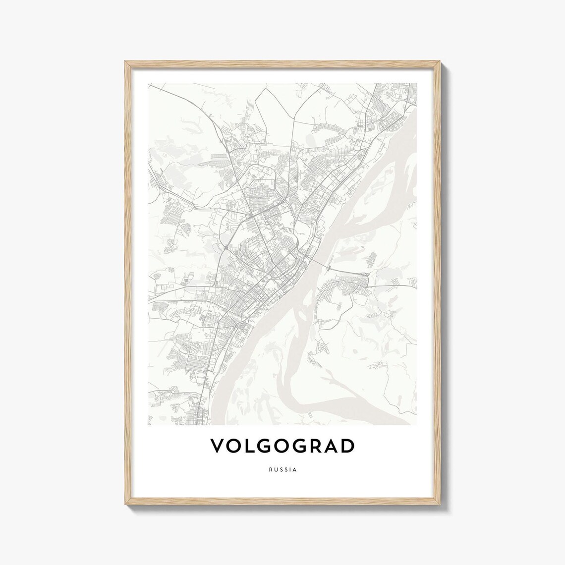 Volgograd Russia Minimalist City Map Street Line Art Travel Poster