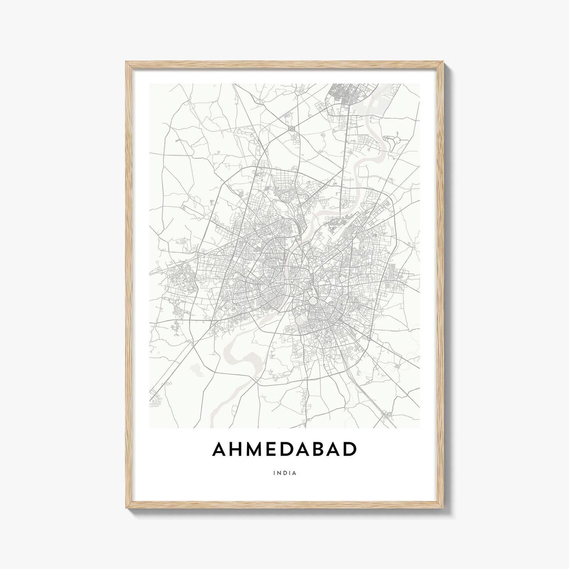 Ahmedabad India Minimalist City Street Map Modern Wall Decor Poster