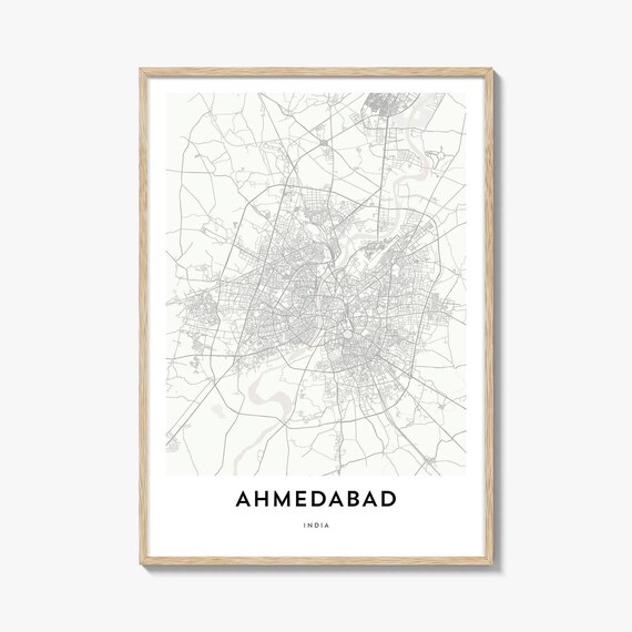 Ahmedabad India Minimalist City Street Map Modern Wall Decor Poster
