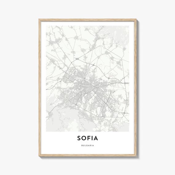 Map of Sofia Travel Poster, Bulgaria City Artwork