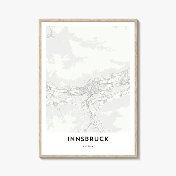 Innsbruck Austria Minimalist Alpine City Street Map Art Poster